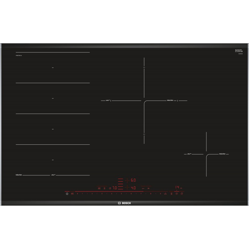 Bosch PXE875DC1E, Série 8, Table de cuisson à induction, 80 cm, Noir, Profils latéraux