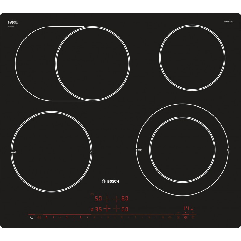 Bosch PKN601DP1C, Série 6, Table de cuisson électrique, 60 cm, design affleuré