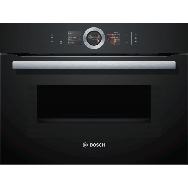 Bosch CMG676BB1, Série 8, Four compact encastrable avec fonction micro-ondes, 60 x 45 cm, Noir