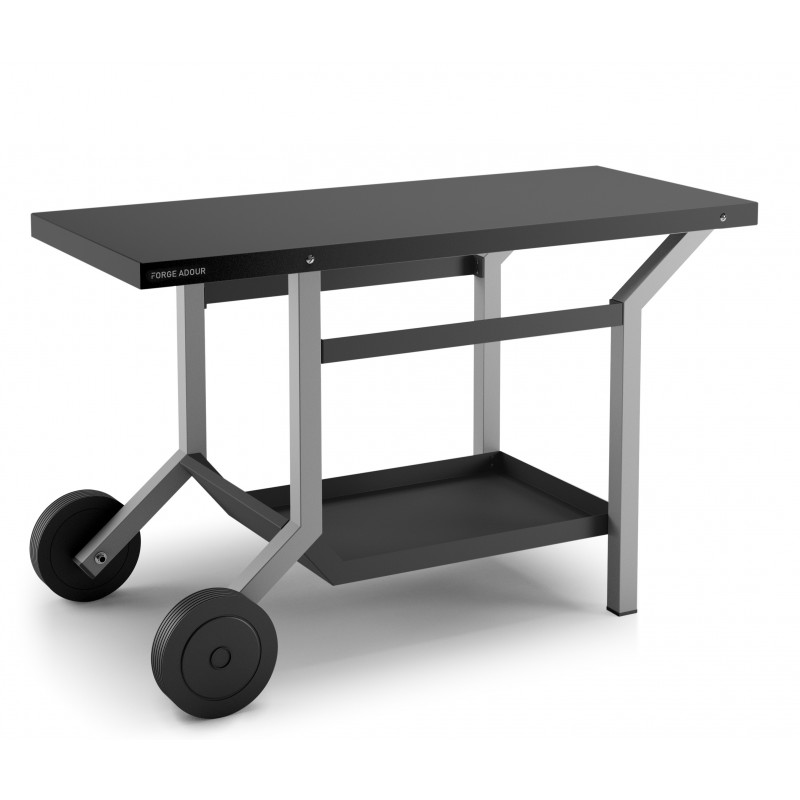 Forge Adour Table roulante acier noir et gris clair mat pour plancha 402845 (TRA NG)