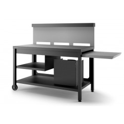 Forge Adour Table roulante crédence acier noir et gris clair mat pour plancha 402654 (TRCA NG)