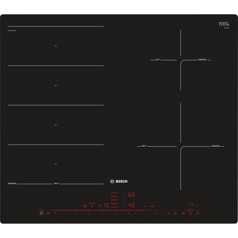 Bosch PXE601DC1E, Série 8, Table de cuisson à induction, 60 cm, design affleuré