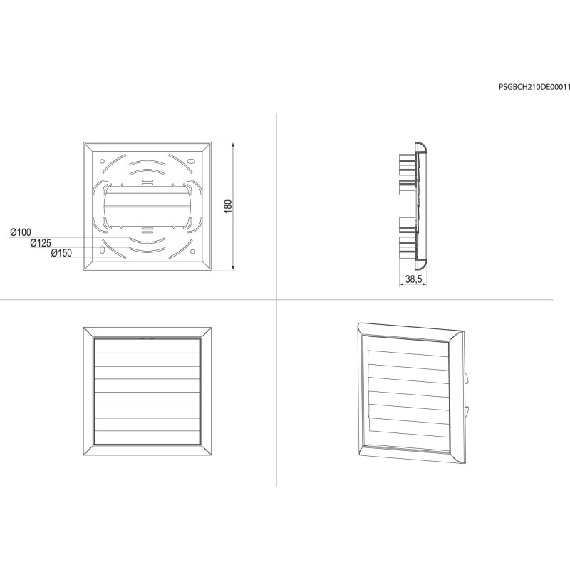 Electrolux M2CKCF12 Grille extérieure avec volets de gravité (adapté à DMSL8350UO, DMSL8340AO