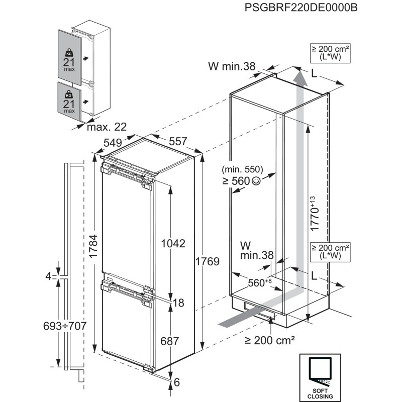 Electrolux IK2480BNR, Combiné réfrigérateur-congélateur