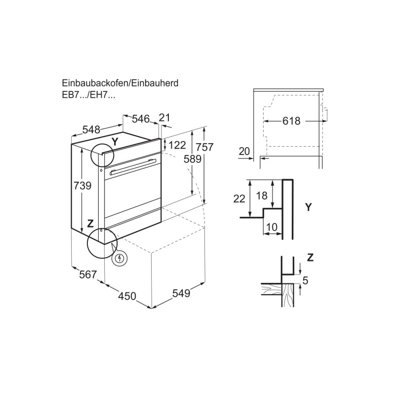 Electrolux EB7PL4SP, Four encastrable