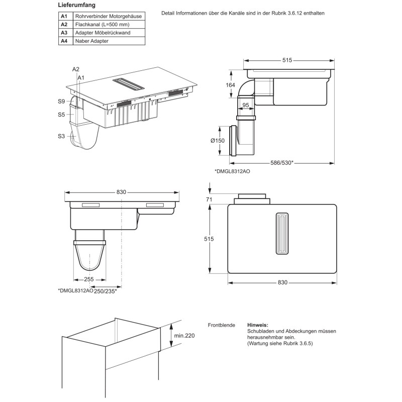 Electrolux DMGL8362AO, ComboBridge Évacuation d'air