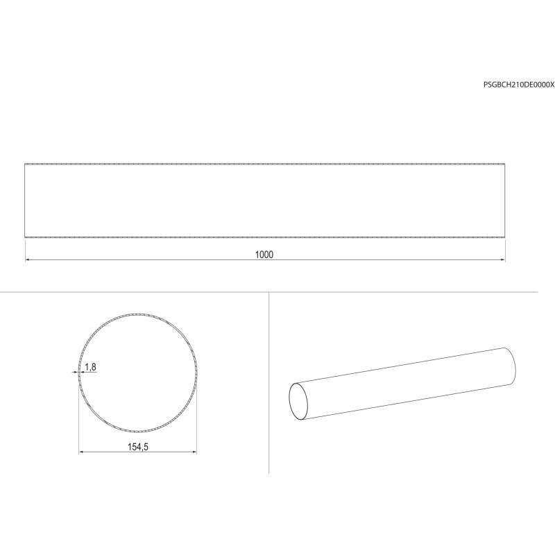 Electrolux M2CKCF07 Tube de forme ronde (D 150), 1 mt (adapté à DMSL8350UO