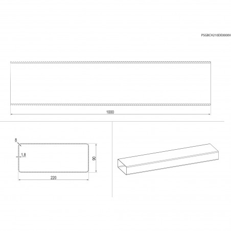 Electrolux M2CKCF05 Tube de forme rectangulaire (220x90), 1 Mt (adapté à DMSL8350UO