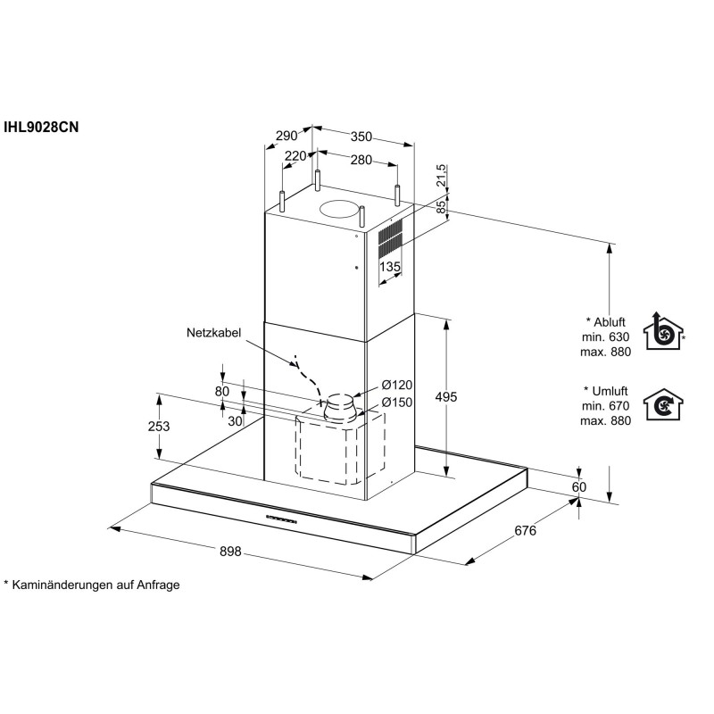 Electrolux IHL9028CN, Hottes design pour îlots de cuisson