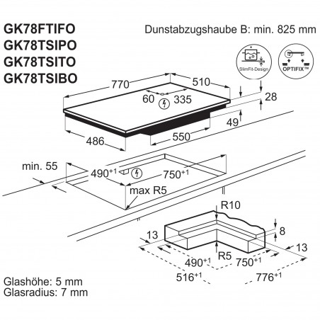 Electrolux GK78TSIPO, Plan de cuisson à induction