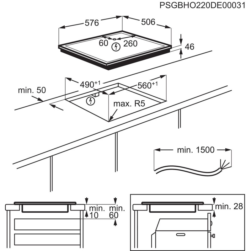 Electrolux GK58TCICN, Plan de cuisson à induction