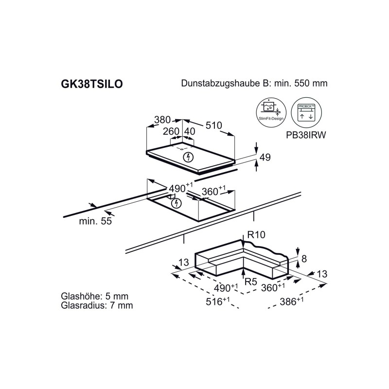 Electrolux GK38TSILO, Plan de cuisson à induction