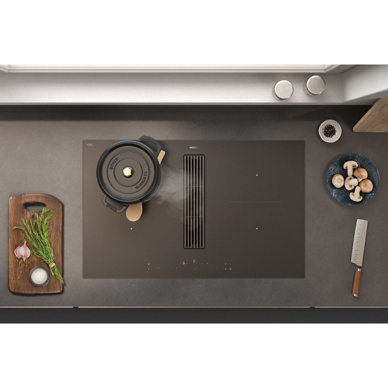 Wesco WKA 83 Piana Plus évacuation, Plan de cuisson aspirant noir mat évacuation (4013957-010)