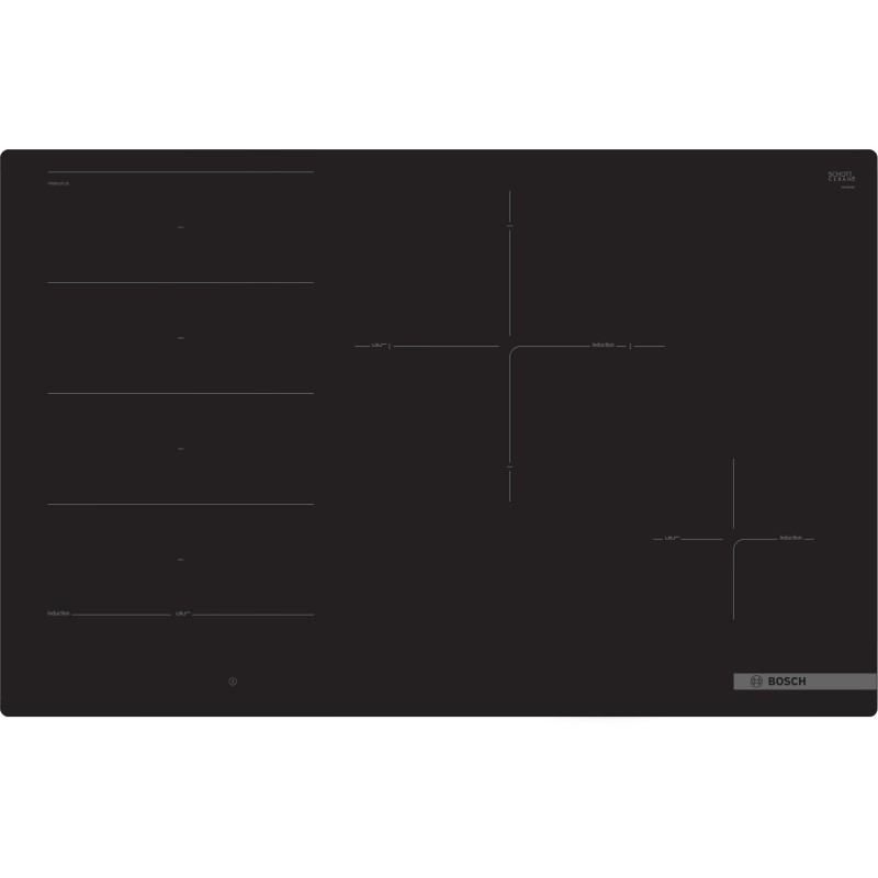 Bosch PXE801DC1E, Série 8, Table de cuisson à induction, 80 cm, Noir, design affleuré