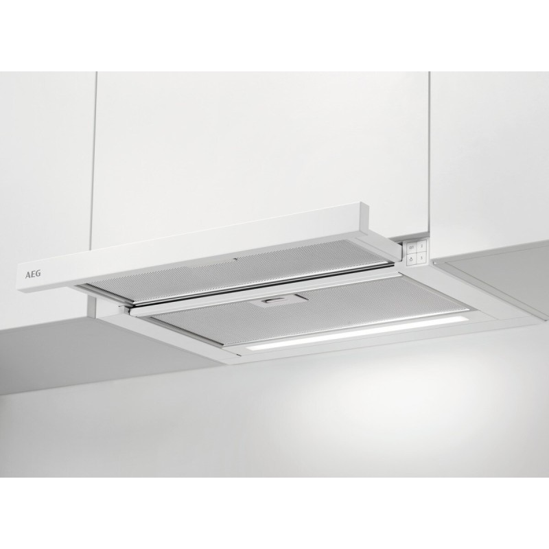 AEG ADF6062BW, Hotte à visière plate en verre