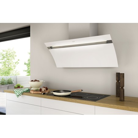 Berbel BKH 90 GL-2 blanc circuit fermé avec  Permalyt, Hotte oblique Glassline (4011574-510)